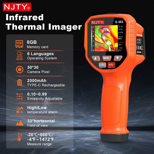 s m8 thermal imaging camera handheld thermal imaging camera with 2 8 inch lcd display type c rechargeable 8gb storage card 4 f 1472 f high low temp alerts auto ultra long standby for building inspection hvac and electrical
