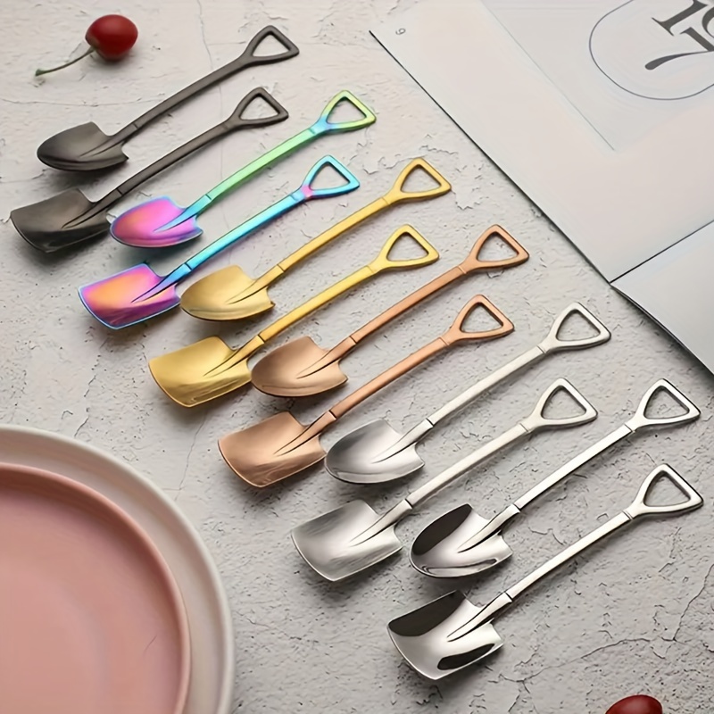 12pcs stainless steel shovel spoons set vintage style for desserts coffee ice cream for home kitchen restaurant use details 5