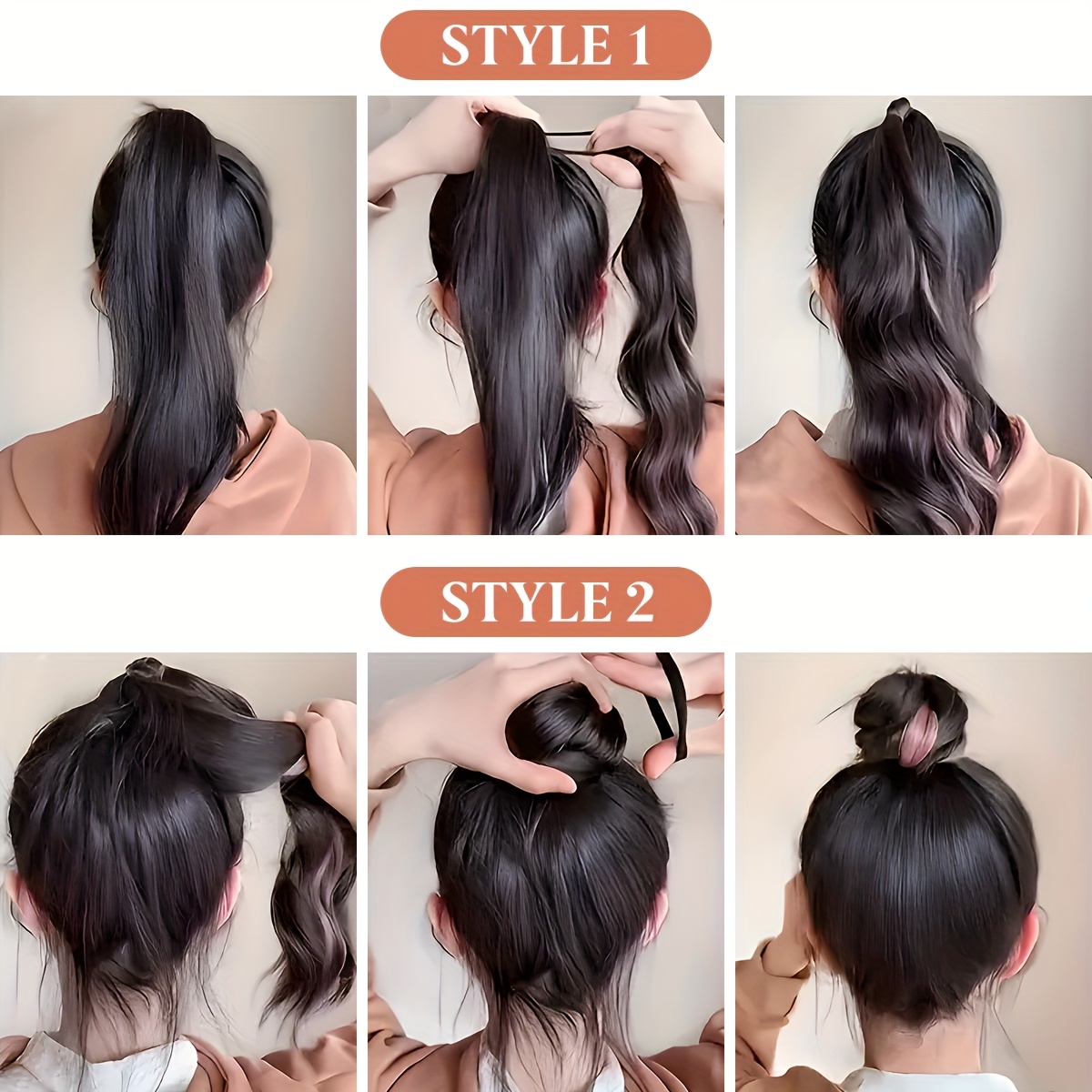   womens self winding synthetic hair ponytail extensions with curly wave volume elegant updo bun with flower bud clip multi color options for   hair no tools needed stylish hair upgrade   application details 6