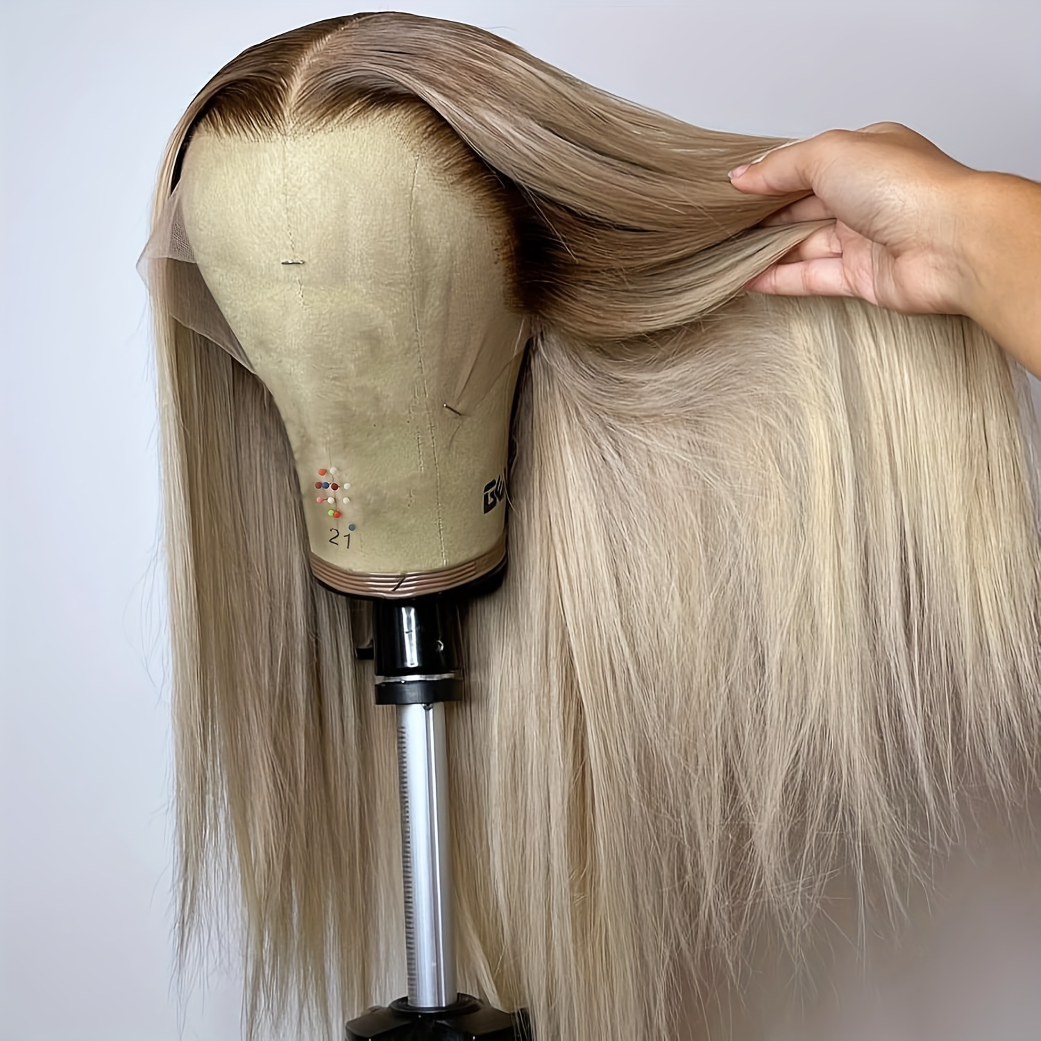 TEMU 26" Long Straight Blonde Ombre Wig For Women - High-density 180% 13x4 Lace Front, Heat-resistant Synthetic Hair, Daily Use & Cosplay Parties