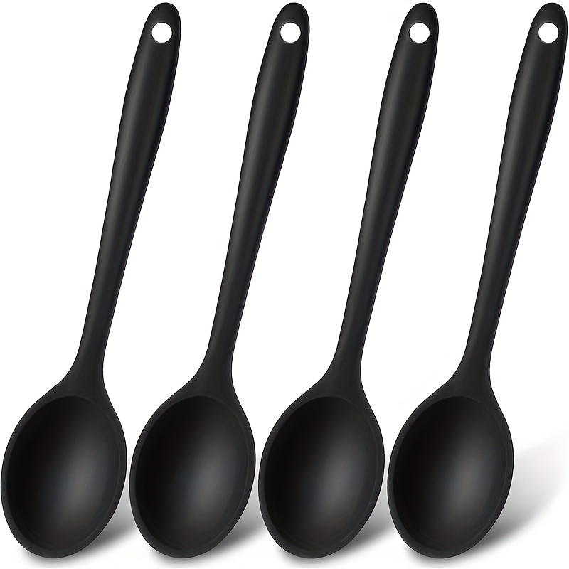 

2pcs/4pcs Silicone Spoon Set, All-inclusive, Better Mixing, Salad Stirring Spoon, , Cooking, Better Mixing Spoon