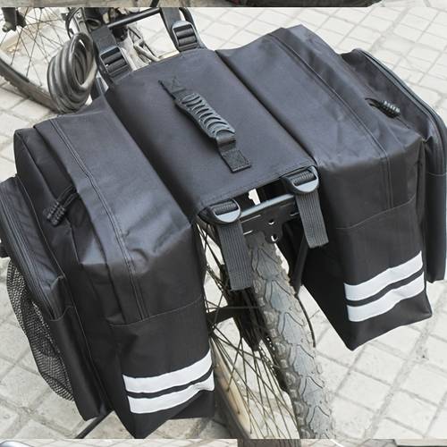 bike rear rack bag electric bike rear rack luggage bag large capacity mountain bag double layer hanging bag suitable for motorcycle and bike outdoor riding commuting shopping