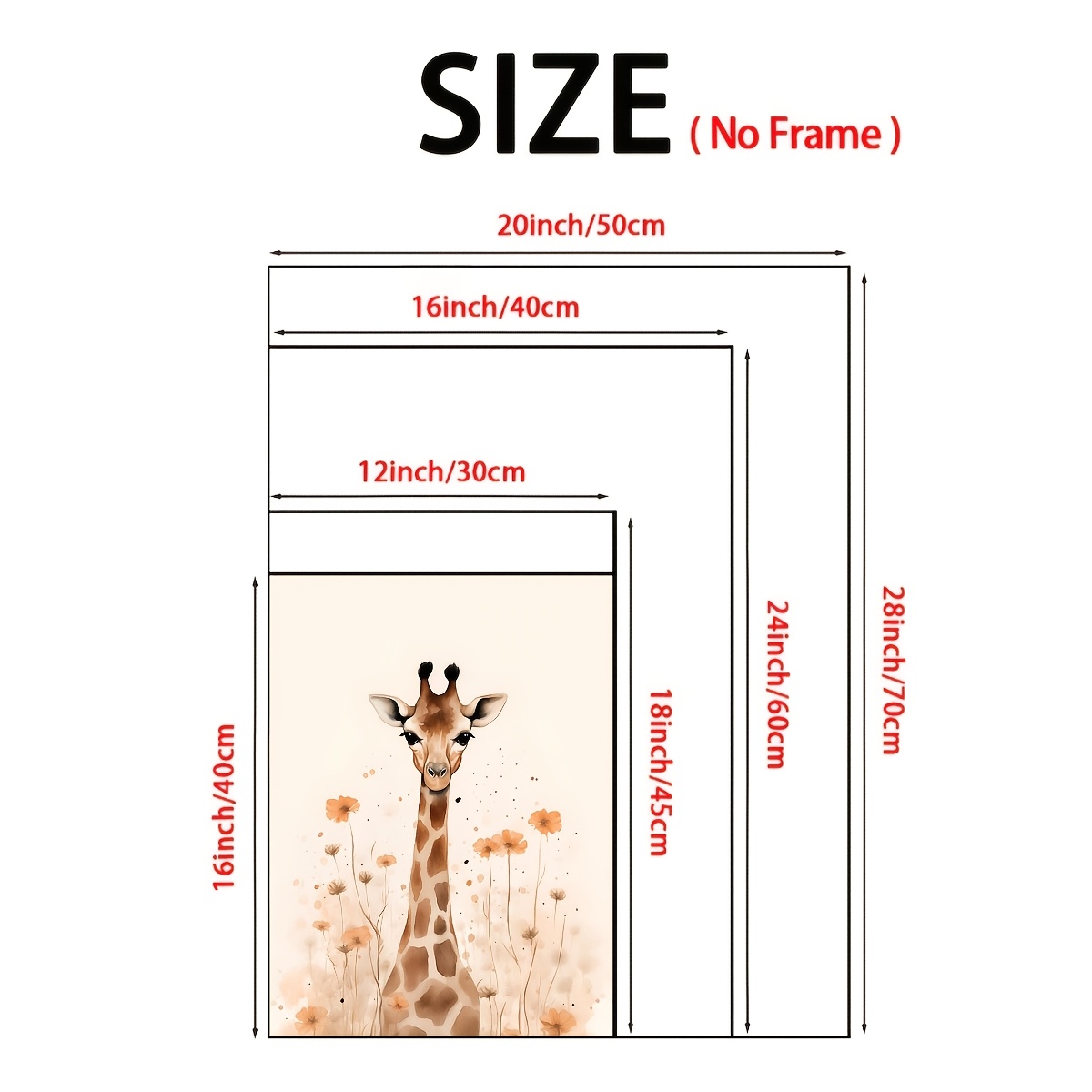 Unframed Baby Giraffe Wall Art Print for Nursery Decor