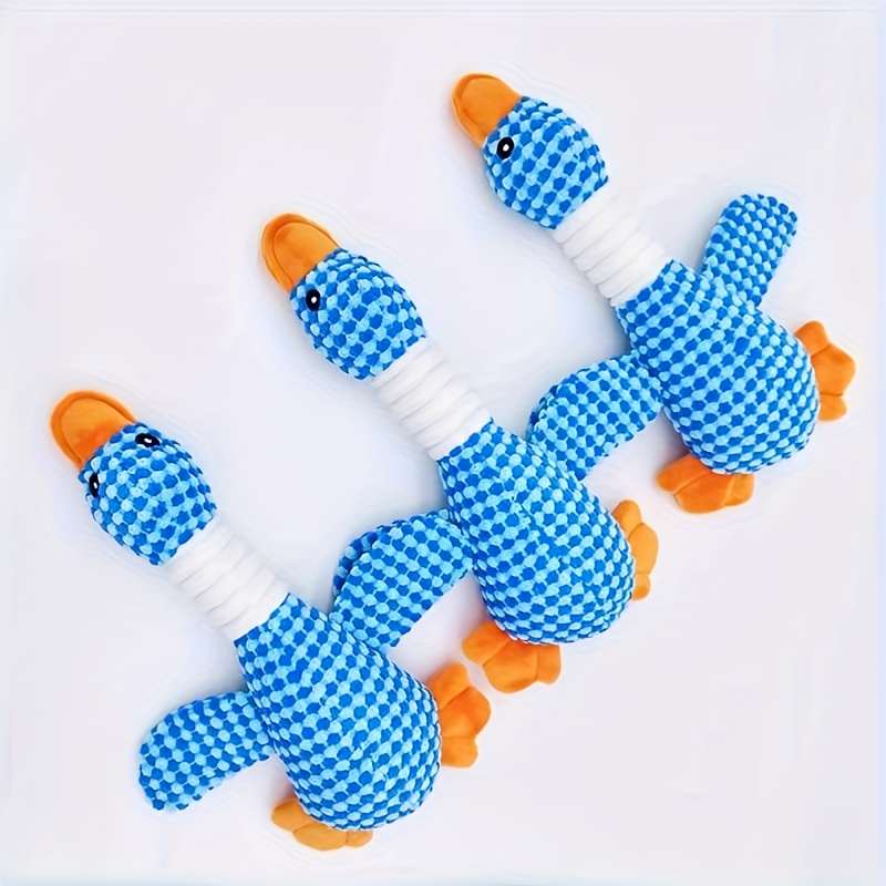 Image of 3-pack Durable Plush Goose-shaped Dog Toys With | Bite-resistant Interactive Chew Toys For All Dog Sizes, Promotes Dental Health And Fun Playtime, Without Battery