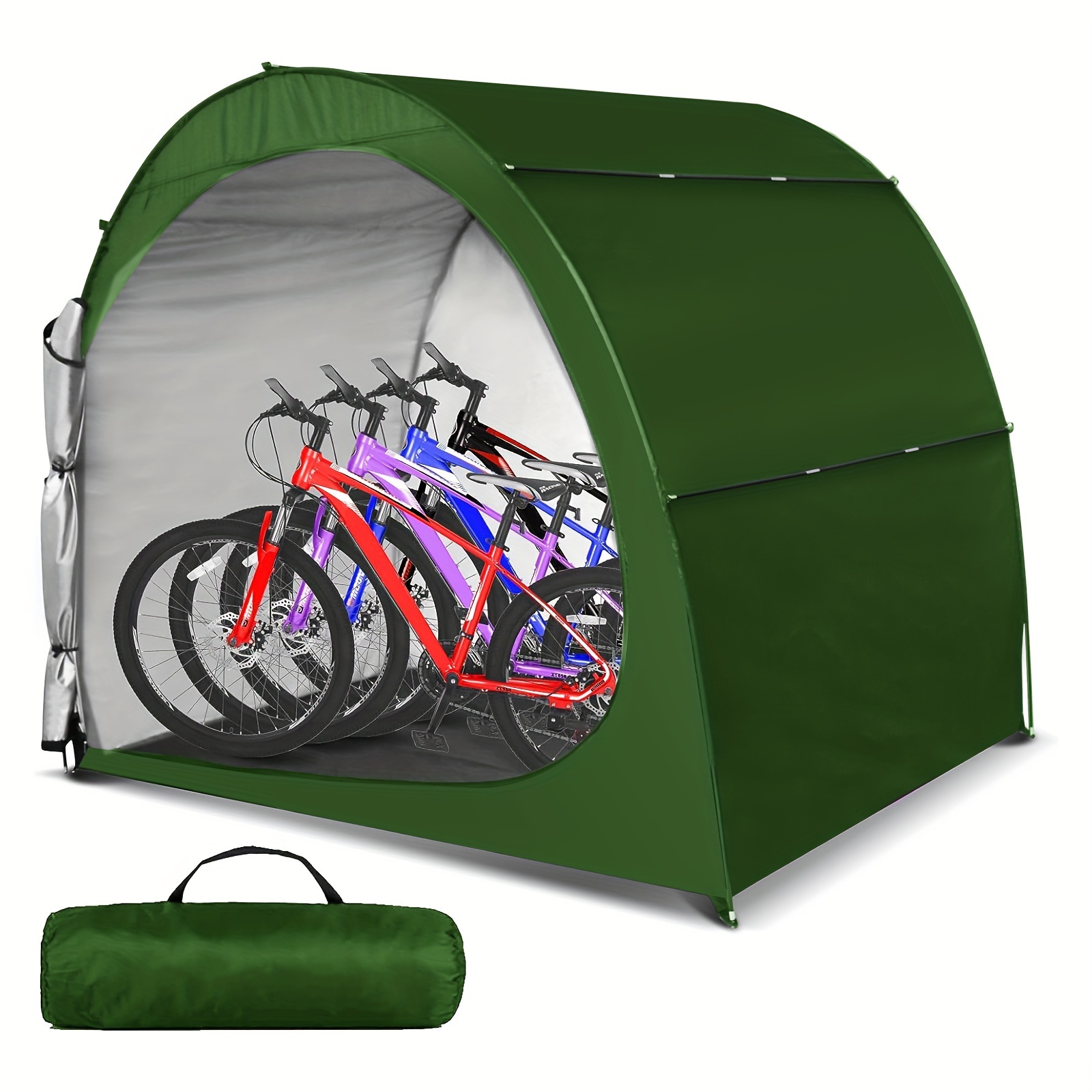 TEMU Mophoto Bike Storage Tent, 80"x66"x48" Patio Storage Shed, Outdoor Storage Cover For Over 3 Bicycles Lawn Mower Garden Tools, Waterproof Bike Storage Tent Shelter