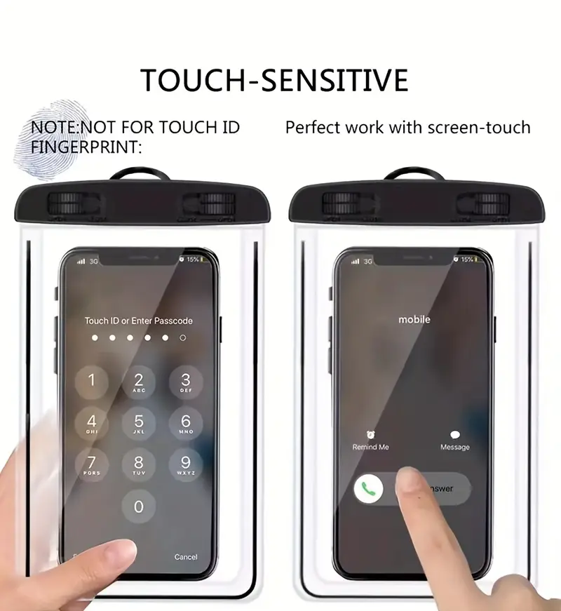 2件装夜光防水手机包触控萤幕游泳自封密封袋沙滩潜水摄影漂流透明防水手机壳 商品详情 7