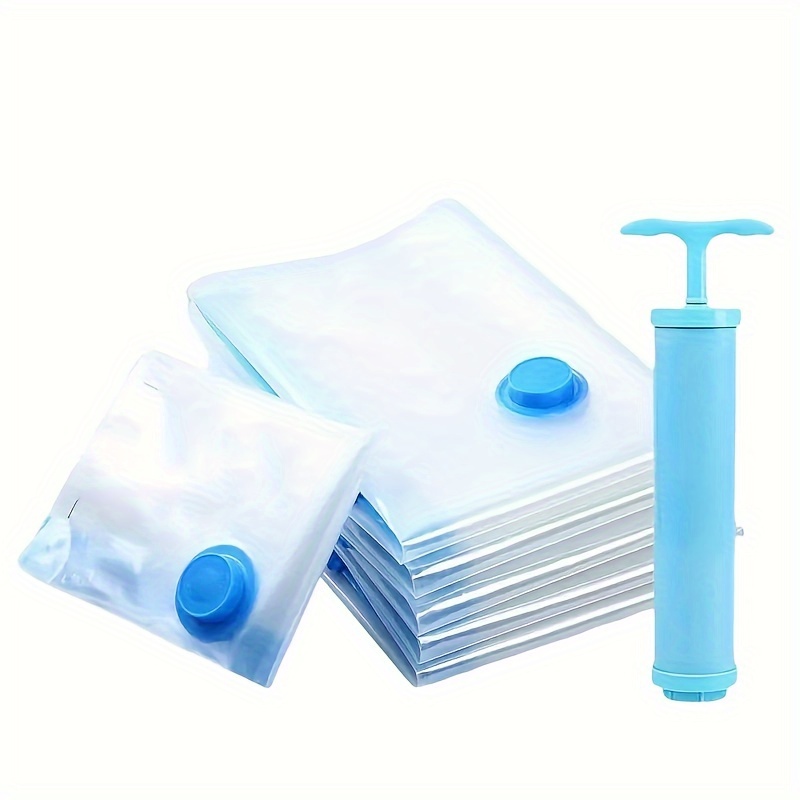 

6 Vacuum Storage Bags, 1 Manual Pump, 15.7*23.6 Inches, Space-saving Seal Bags, Travel Manual Pump, Air-tight Compression Bags For Clothes, Pillows, Quilts, Blankets, Bedding