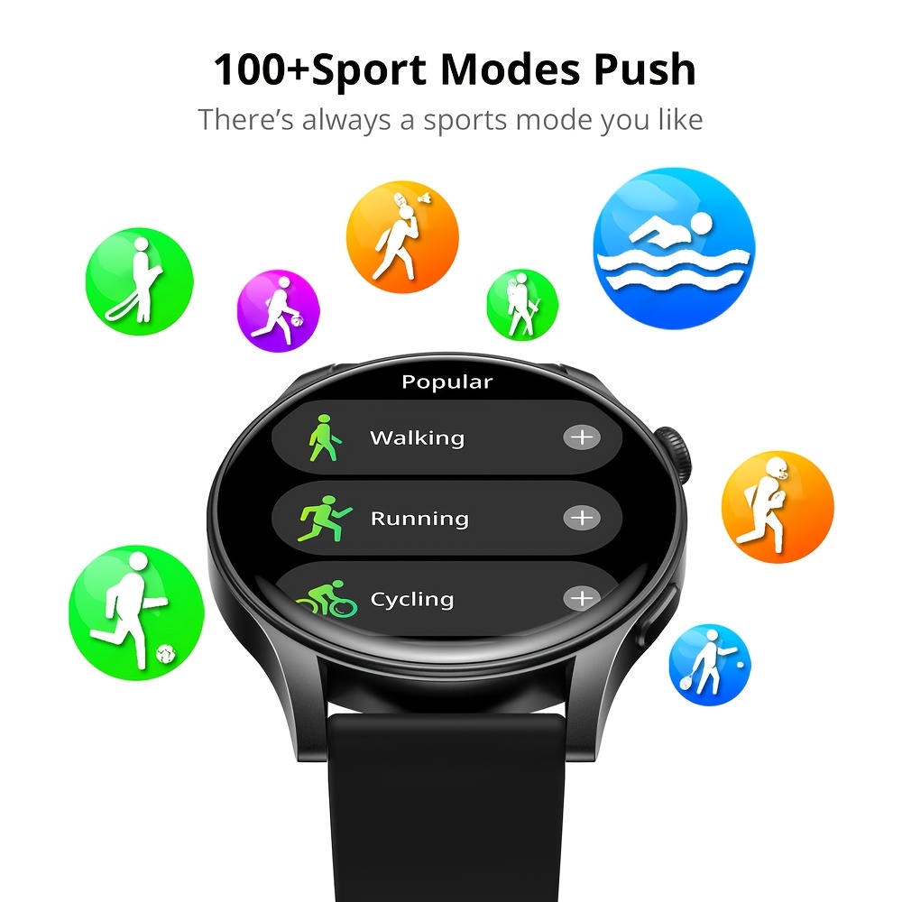 amoled smartwatch for men and women make answer calls message notifications step exercise music usb rechargeable wireless 5 3 silicone band options smart watch for phones Product details 6