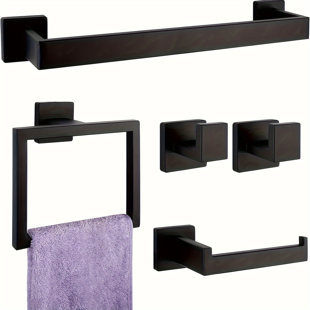 

5pcs Steel Towel Bar Set, Bathroom Accessories, Includes 16" Towel Bar, , Bathrobe , Towel , , For Christmas/halloween