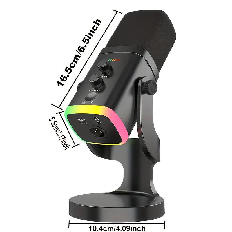 yu8 xlr usb dynamic microphone rgb lighting mute button Temu Peru