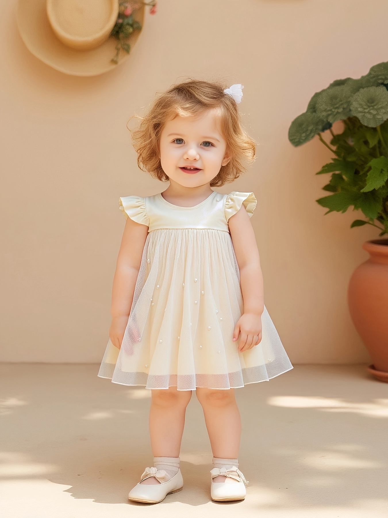 strapless open back dress A-Line V-Back Lace Flower Girl Dress with Sleeves Princess Gown 290R2 White / 2