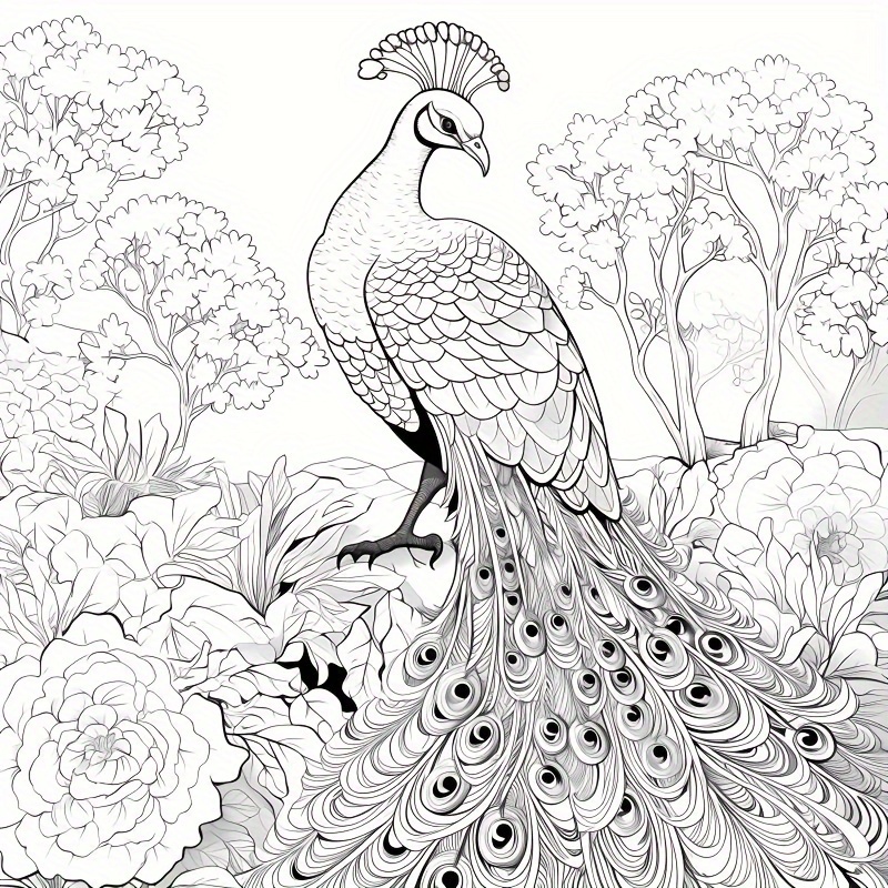 Peacock Dream Coloring Book 22 Pages Thickened Paper - Temu United Kingdom