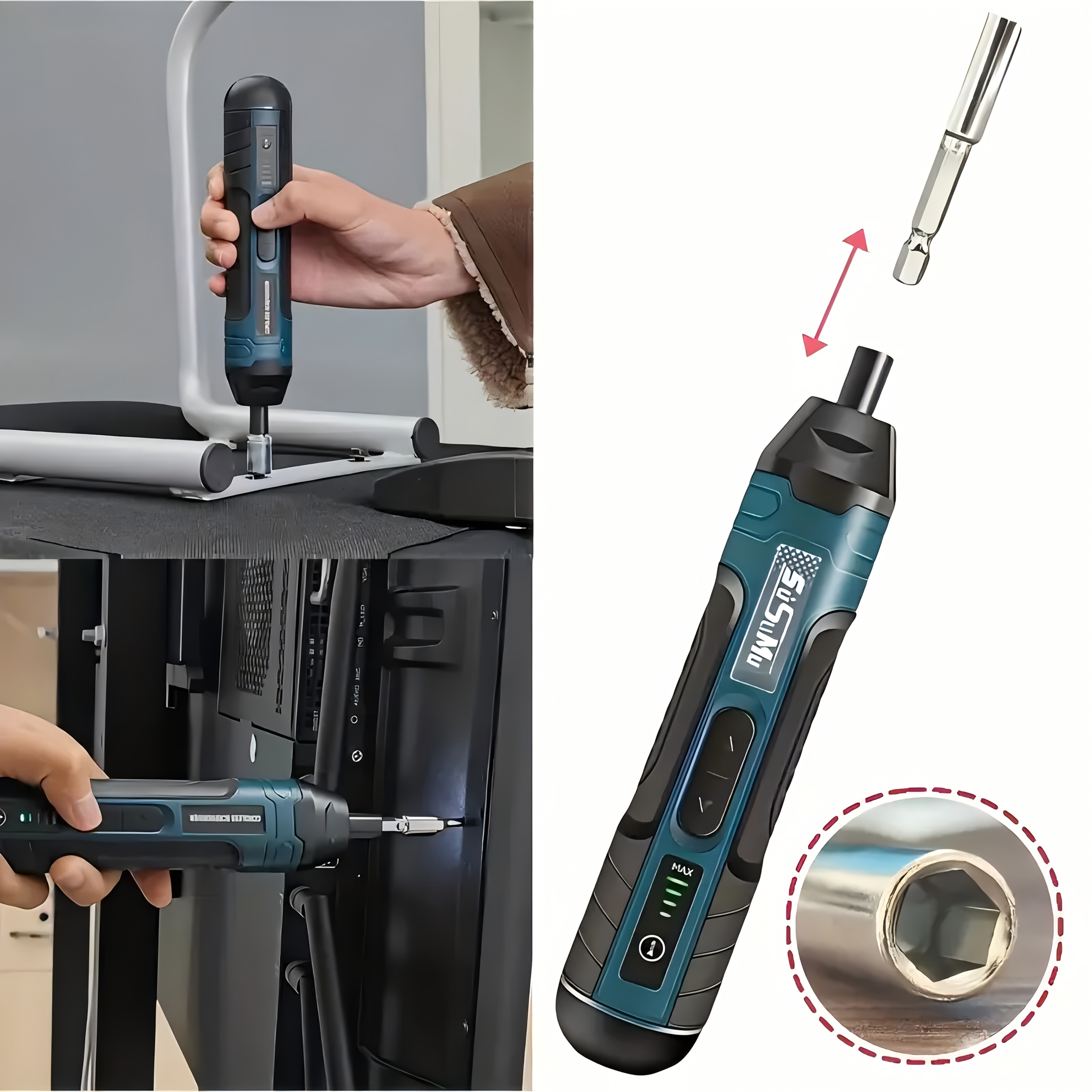 electric screwdriver set usb rechargeable 1300mah battery Temu