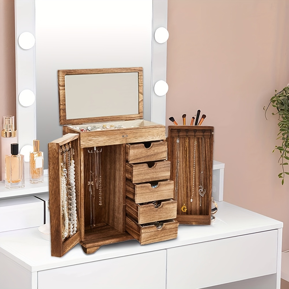 wood jewelry box large jewelry organizer box drawers Temu