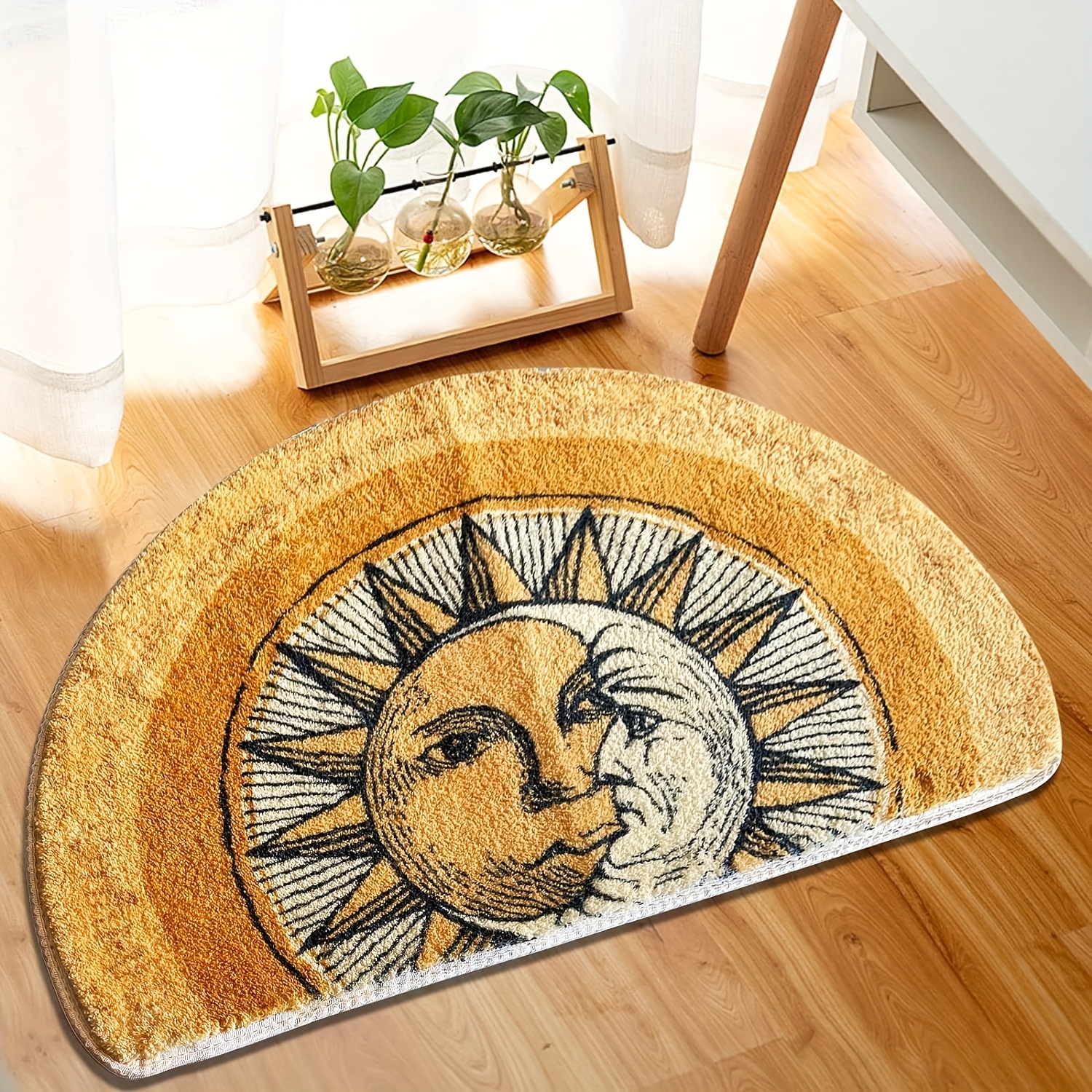 TEMU Half Round Bath Mat, Indoor Entrance Rug Doormats 28x20 Inches Absorbent Non-slip Bedroom Front Back Outdoor Mat For Entryway, Soft And
