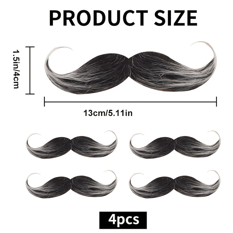 4pcs Artificial Beard, , Stick-on Fake Beard, Fake Beard For Men, 80s Retro Beard, Suitable For Cosplay, Makeup