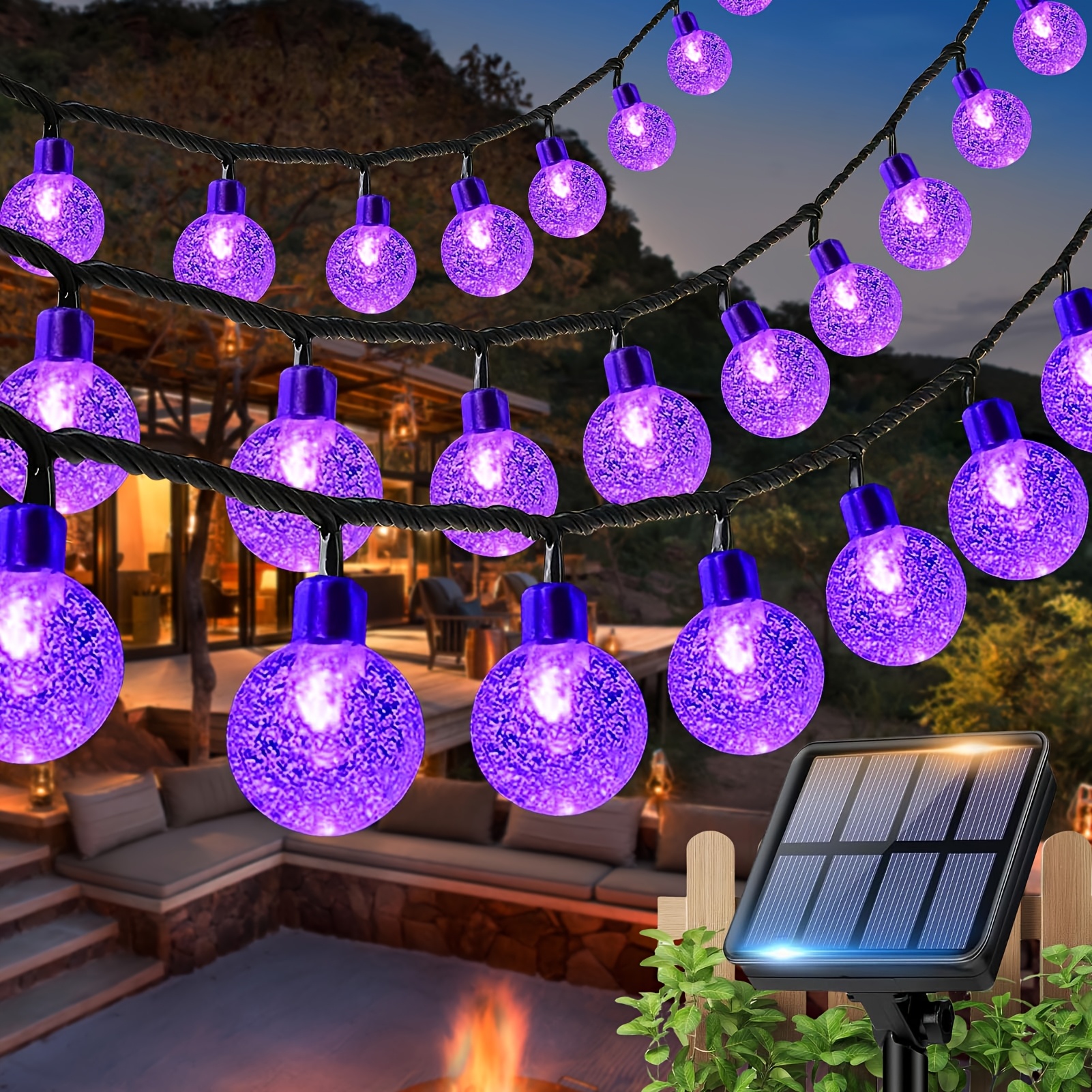 E-shop 100/50/20 LED Solarleuchten für Außen | Lila Lichterkette mit 8 , IPX4 Solar- Lichterkette für Garten Baum Terrasse Hochzeit Party Weihnachten,