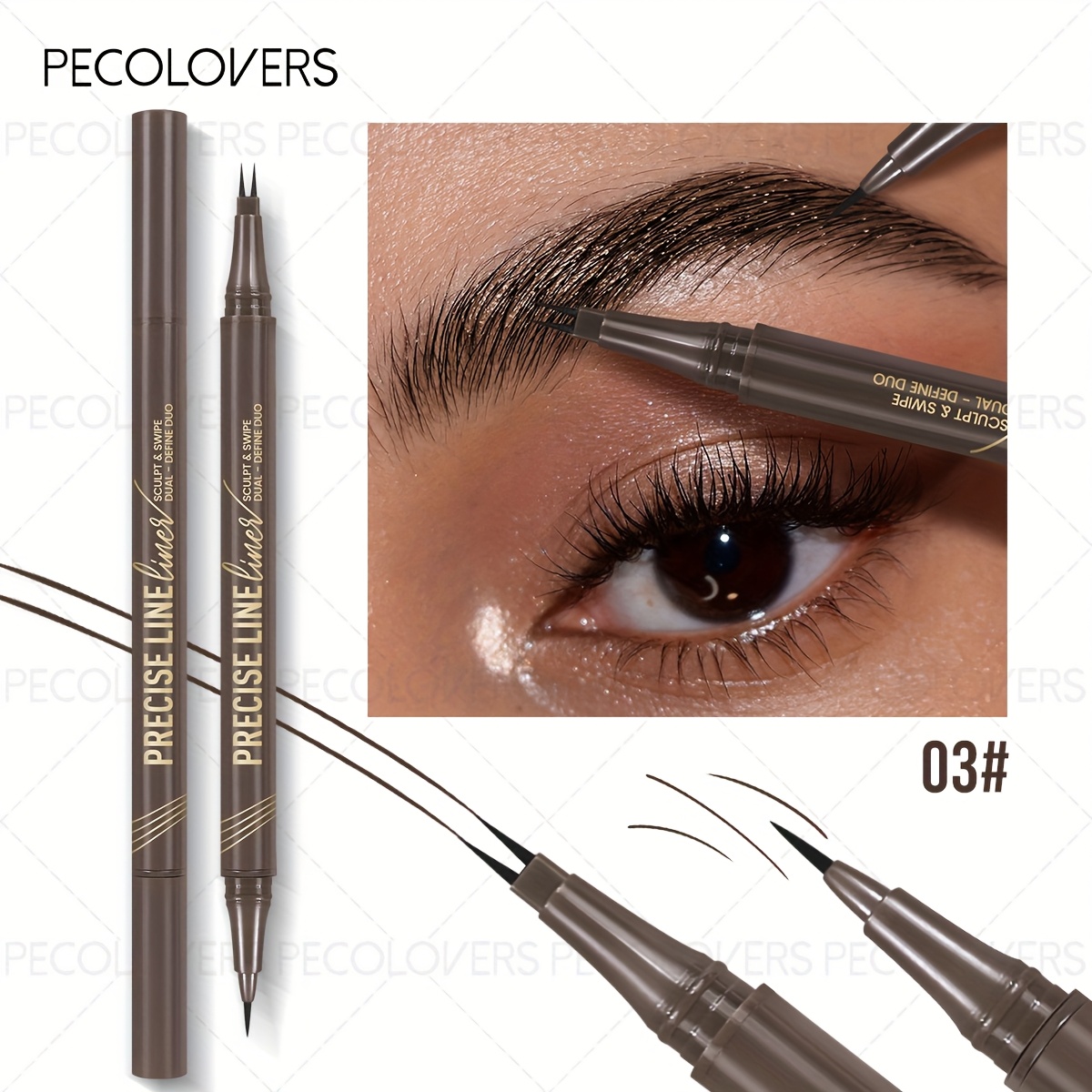 Waterproof And Sweatproof Eyebrow Pencil - Long-lasting Dual-ended 2-point Tip For Precise Application Perfect For Daily Use