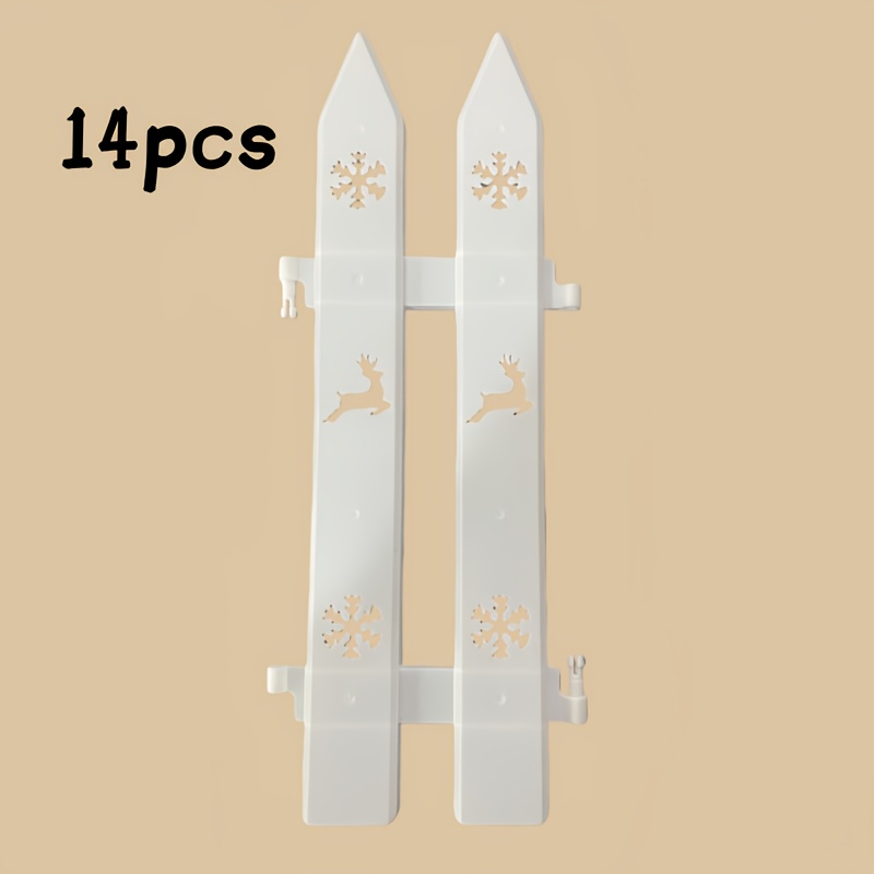 TEMU 7/14 pièces Clôture de Noël - Piquets en Plastique Blanc, Bordure Décorative, Petite Barrière pour Jardin et Chiens, Décoration de Fête & Maison