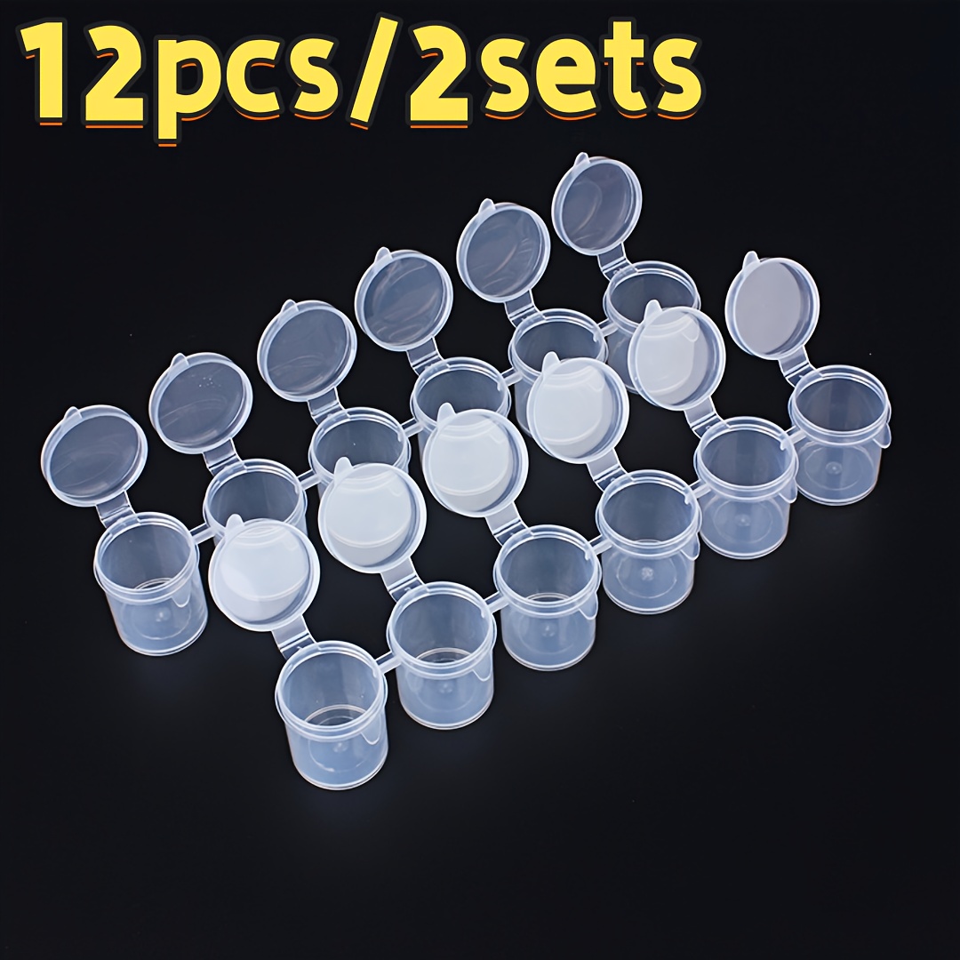 E-shop 12 Stück/2 Sets 6-Fach 15ml Farbkasten – Leichtes langlebiges PP-Material, transparentes Design, leicht zu transportieren, für Zeichnen,