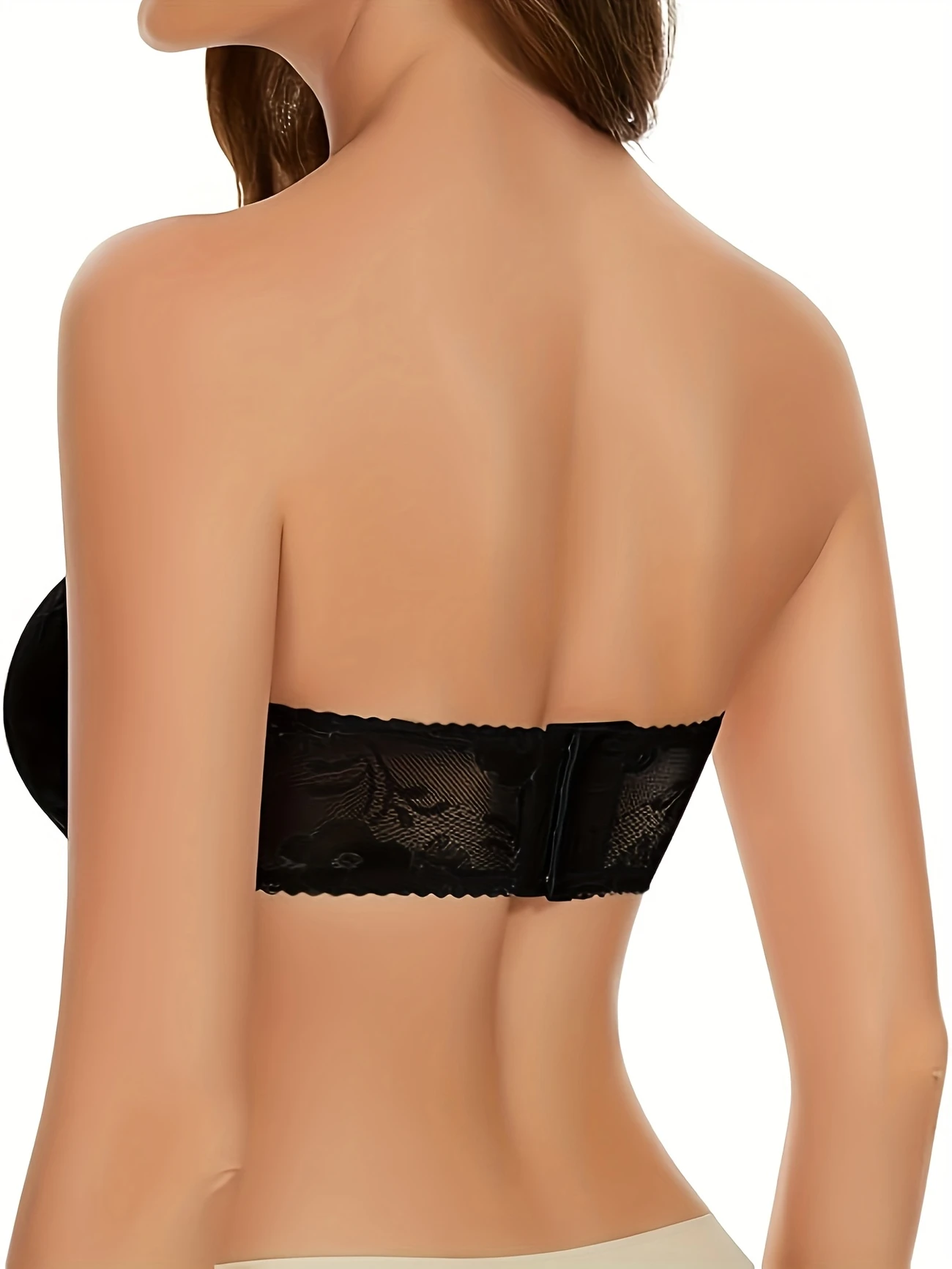 ladies lace tube bra comfortable wire free gathered tube bra strapless thickened bra details 2