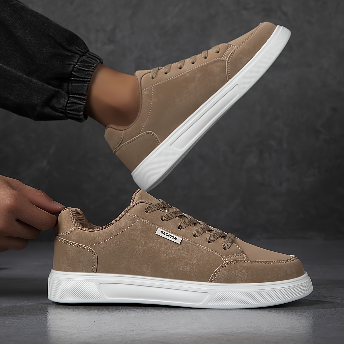 TEMU Chaussures de skate pour homme pour les , l'extérieur, les loisirs et , couleur unie à lacets, coupe simple avec semelle plate, adaptées aux