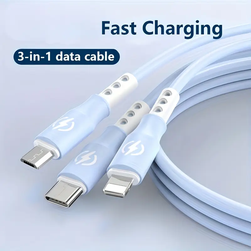3 in 1 usb charging cable 66w super fast data sync cord 1 2m flexible durable cable 36v operating voltage 50 80w output power no battery required details 1