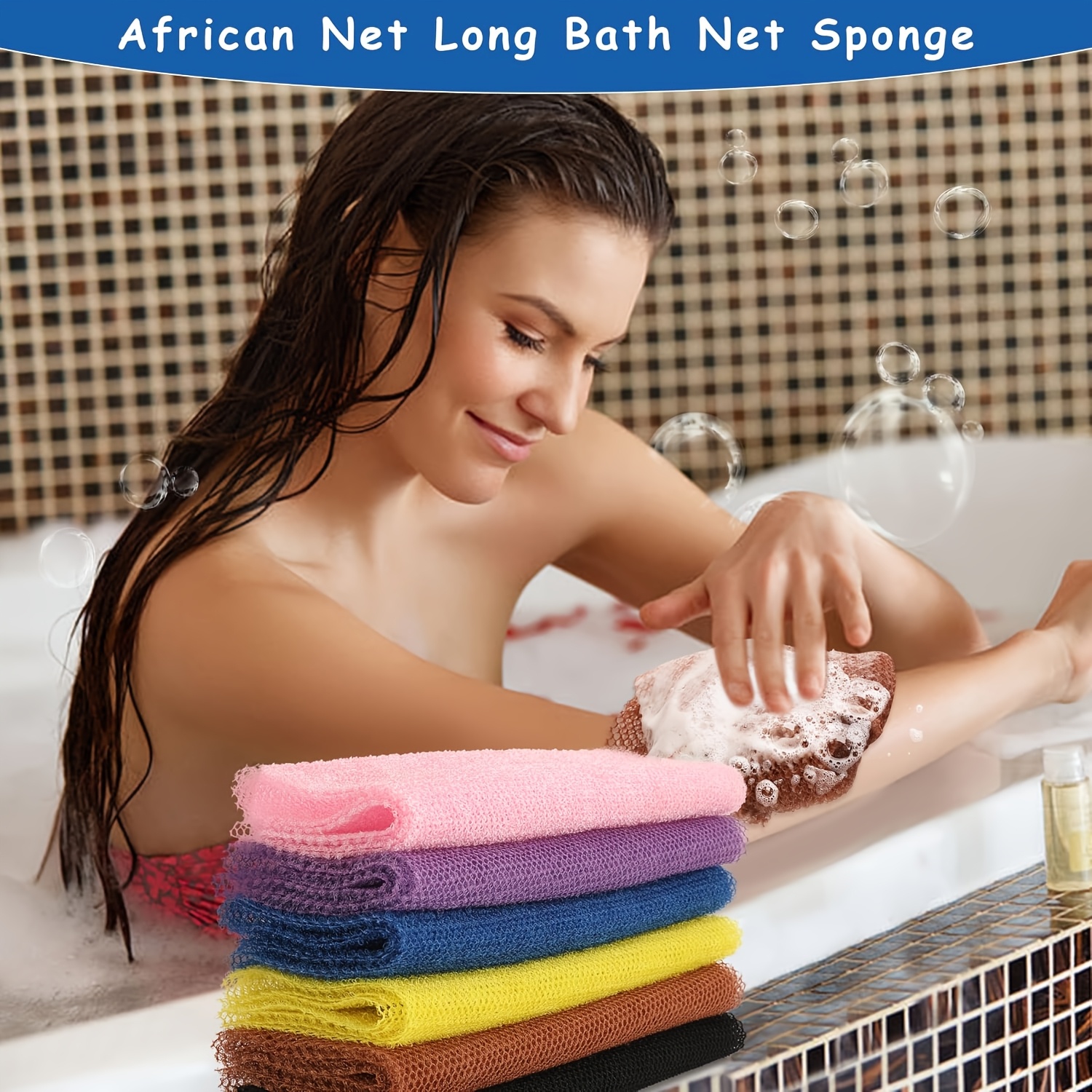 Long Rectangular Bath Loofah Net for Back Scrubbing