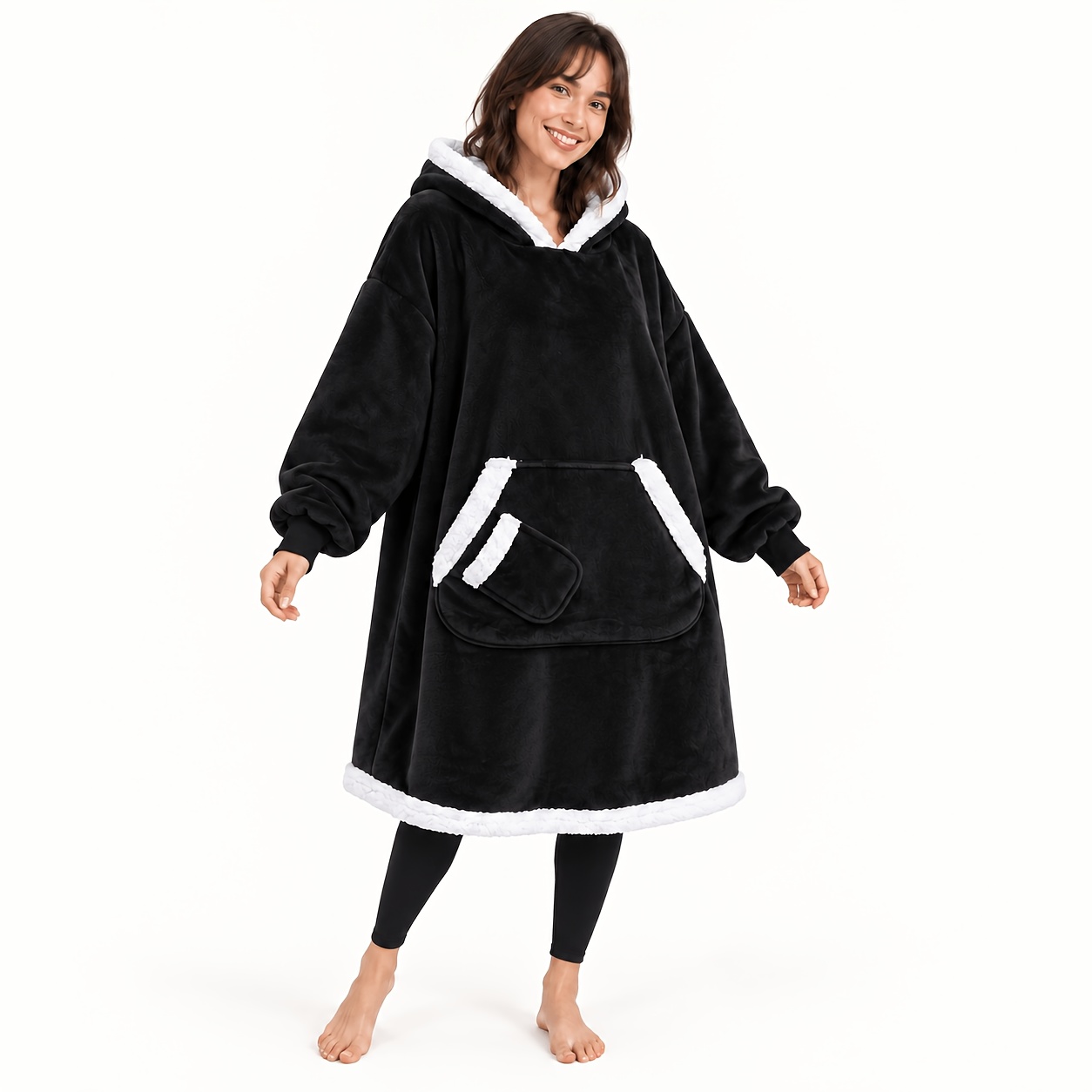 TEMU Ultra Soft Double-faced Hooded Sweater, Wearable Blanket For Women And Men, Oversized Sportswear Hoodie, Ultra Soft Warm Comfortable Wearable