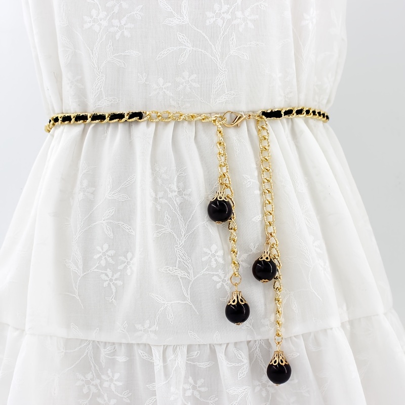 Image of A Women's Thin Waist Chain In Black/golden/red/blue, Suitable For Everyday Wear, Festive Decorations, , And More