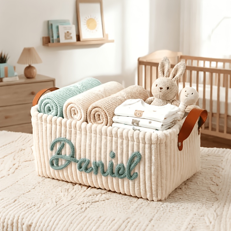 TEMU Customized 1pc, Personalized Custom Storage Basket, Custom Letter Storage Basket, Clothes Storage Basket, Holiday Gift Basket, Mother's Day,