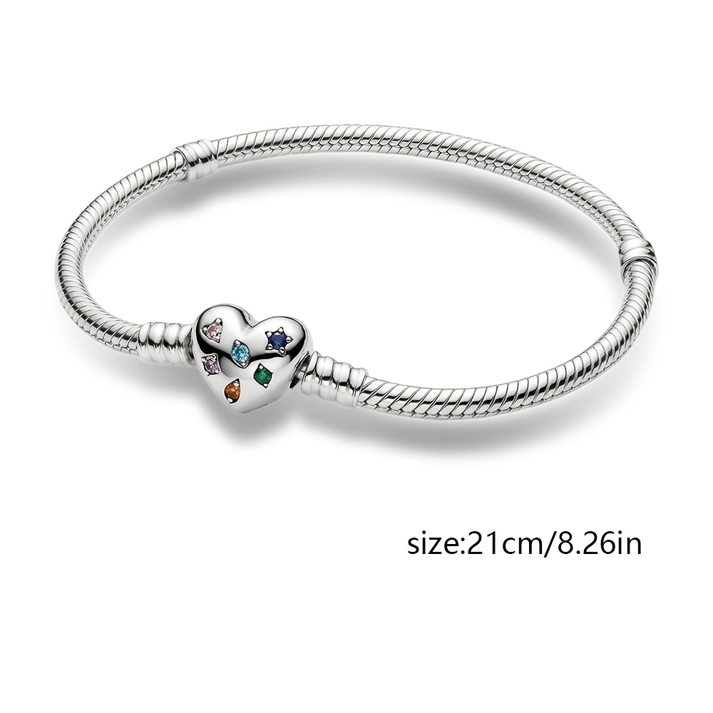 925 Silver-Plated Valentine's Day Multicolor Star and Heart Bracelet