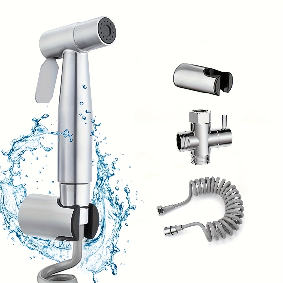 1 set toilet seat bidet sprayer with manual bathtub faucet bathroom manual bidet sprayer shower head for self cleaning details 4
