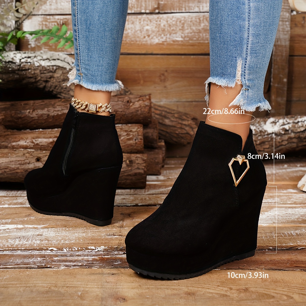 Elegant Women's Round Toe Super High Heel Platform Ankle Boots
