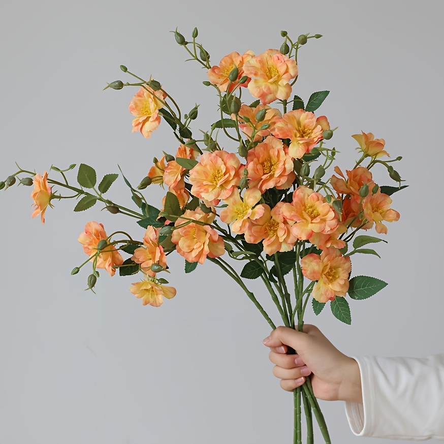 TEMU 6pcs, Simulated 4-head Small And Wildflowers, Suitable For Home Decor, Living Room Dining Table Round Centerpiece Flower Arrangement, Rustic