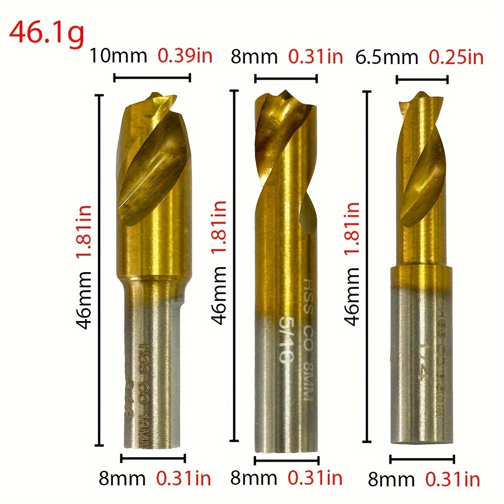 Spot Weld Cutter Drill Bits 3pcs Set 6.5mm/8mm/10mm Spot Weld Drill Bit Welding
