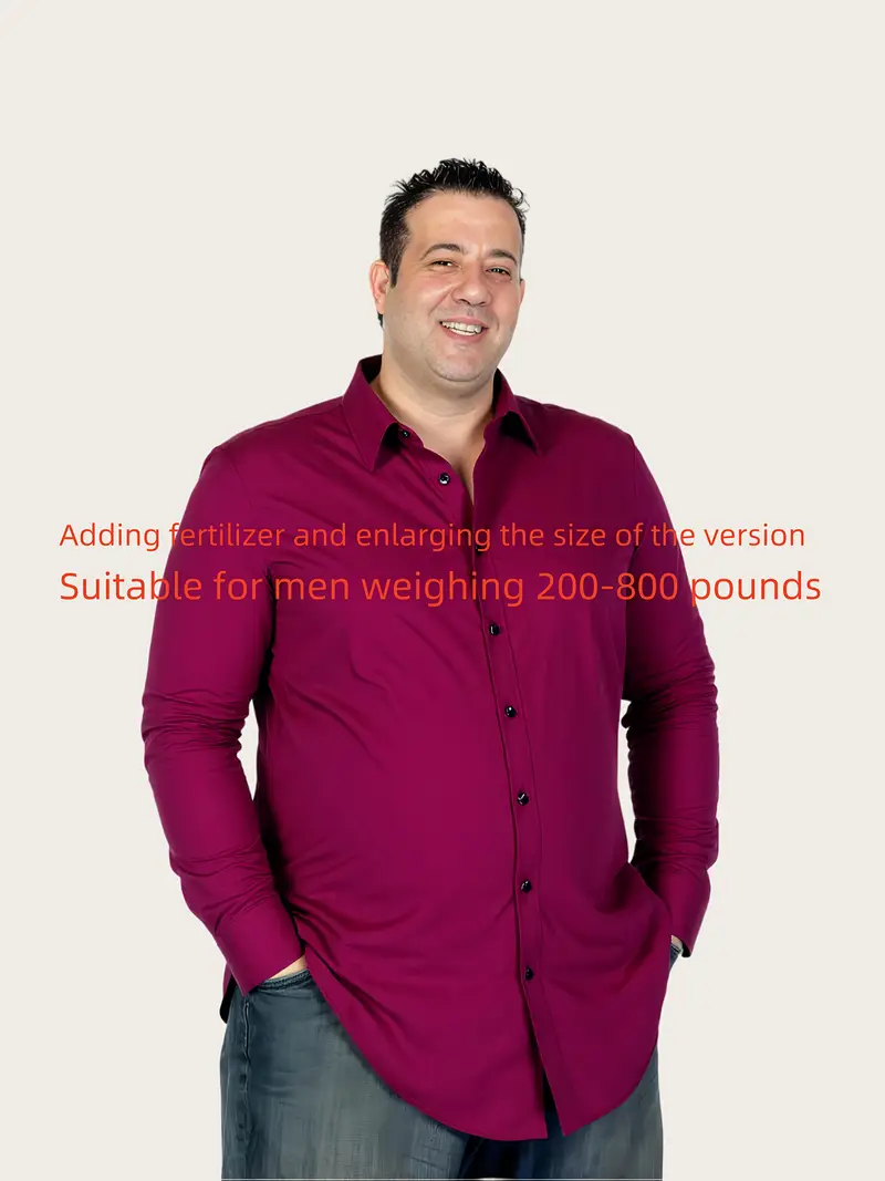 mens extra large dress shirts LNWUY (S-5XL) Big and Tall Mens Stretch Dress Shirts Solid Long Sleeve Button Down Shirts Formal Casual Business Prom Party Wedding Red XXXXL