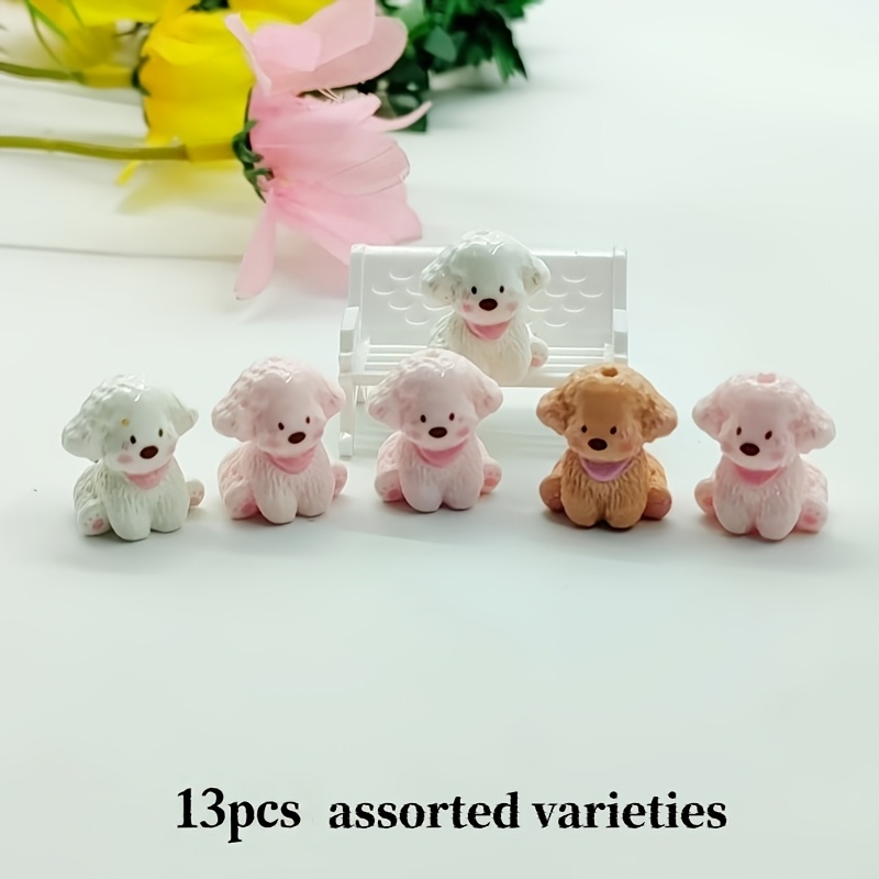 TEMU Lot de 13 perles décoratives DIY en résine avec trou vertical et nœud papillon pour chien assis/, couleur aléatoire, accessoires pour la