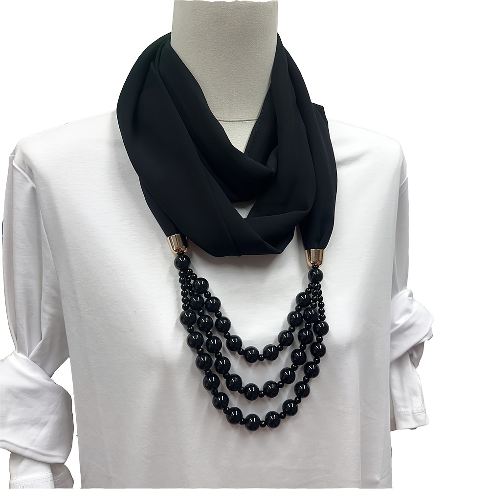 Decorations Scarf Necklaces Beaded Shoulder Scarves Chiffon Headscarves