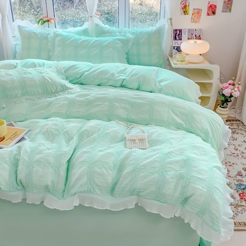 3pcs green seersucker lace bedding quilt - Temu Kuwait