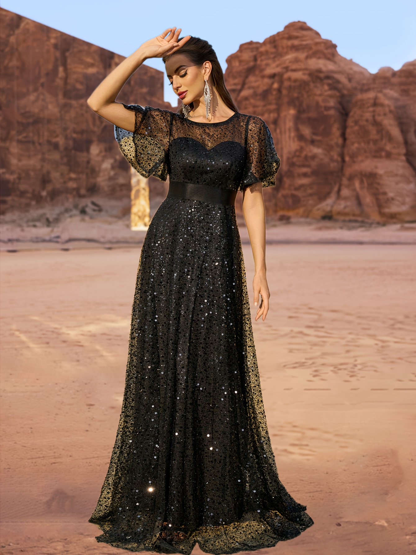 beaded embroidery dress Floral Embroidery Bead Sheer Sleeves Mesh Mermaid Wedding Gown GLGL3479 main image 0