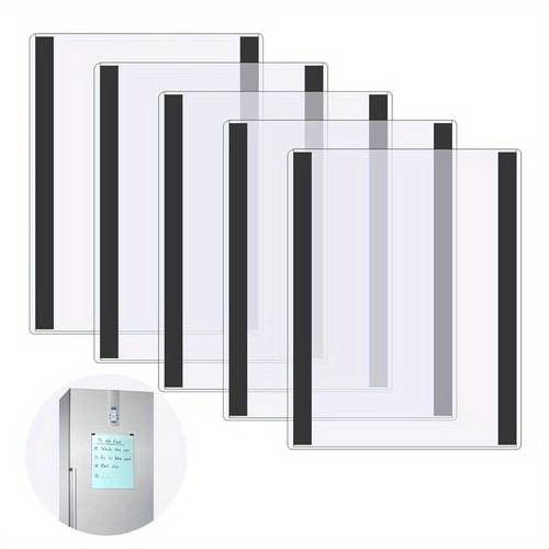 item picture 5pcs 8 5x11 inch magnetic sign holders clear plastic document frames with magnetic border suitable for letter size poster display for home office and store display