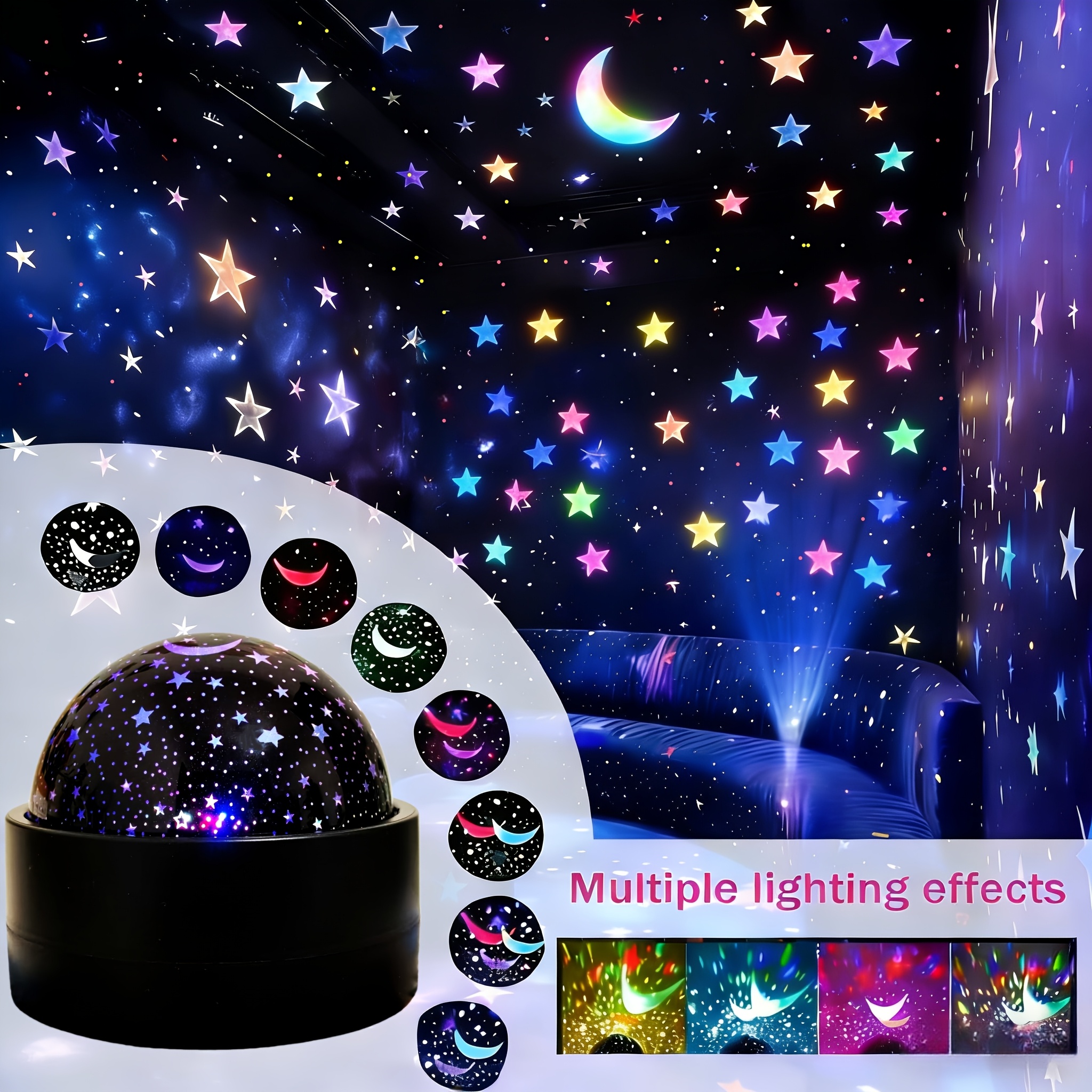 TEMU Voice-activated Rgb Projector, With Intelligent Color-changing Led Lights, Suitable For , Desks, Decorations, Usb Plug-in Projector Lights To
