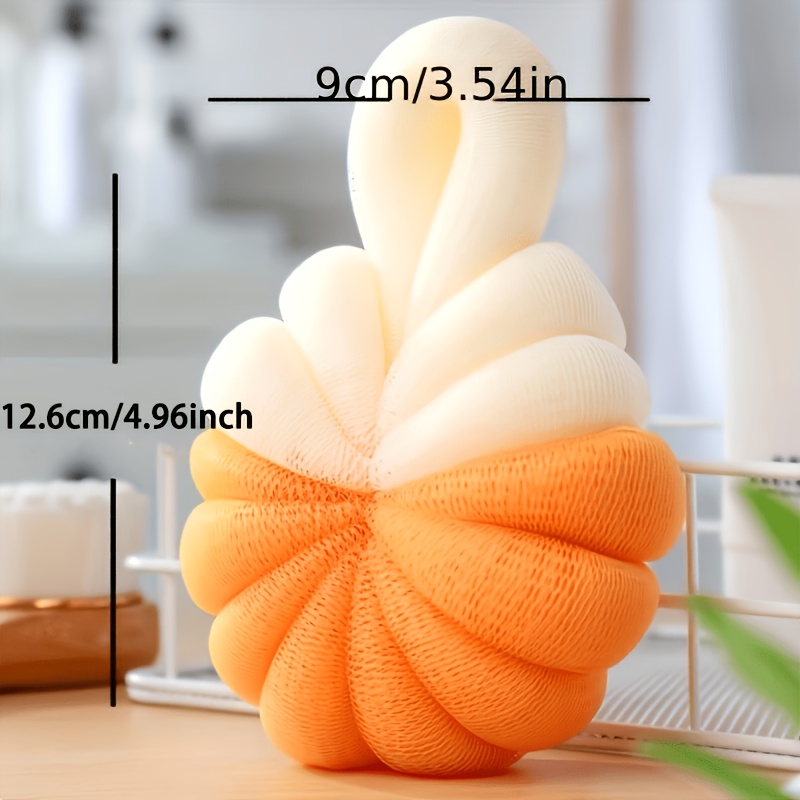 3pcs Bath Ball Set with Hooks, Pumpkin-Shaped Design