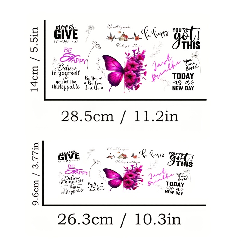 TEMU 2 piezas de papel de transferencia UV DTF con diseño de motivacional , adecuado para transferencia de vasos de vidrio de 40 oz - Resistente y a