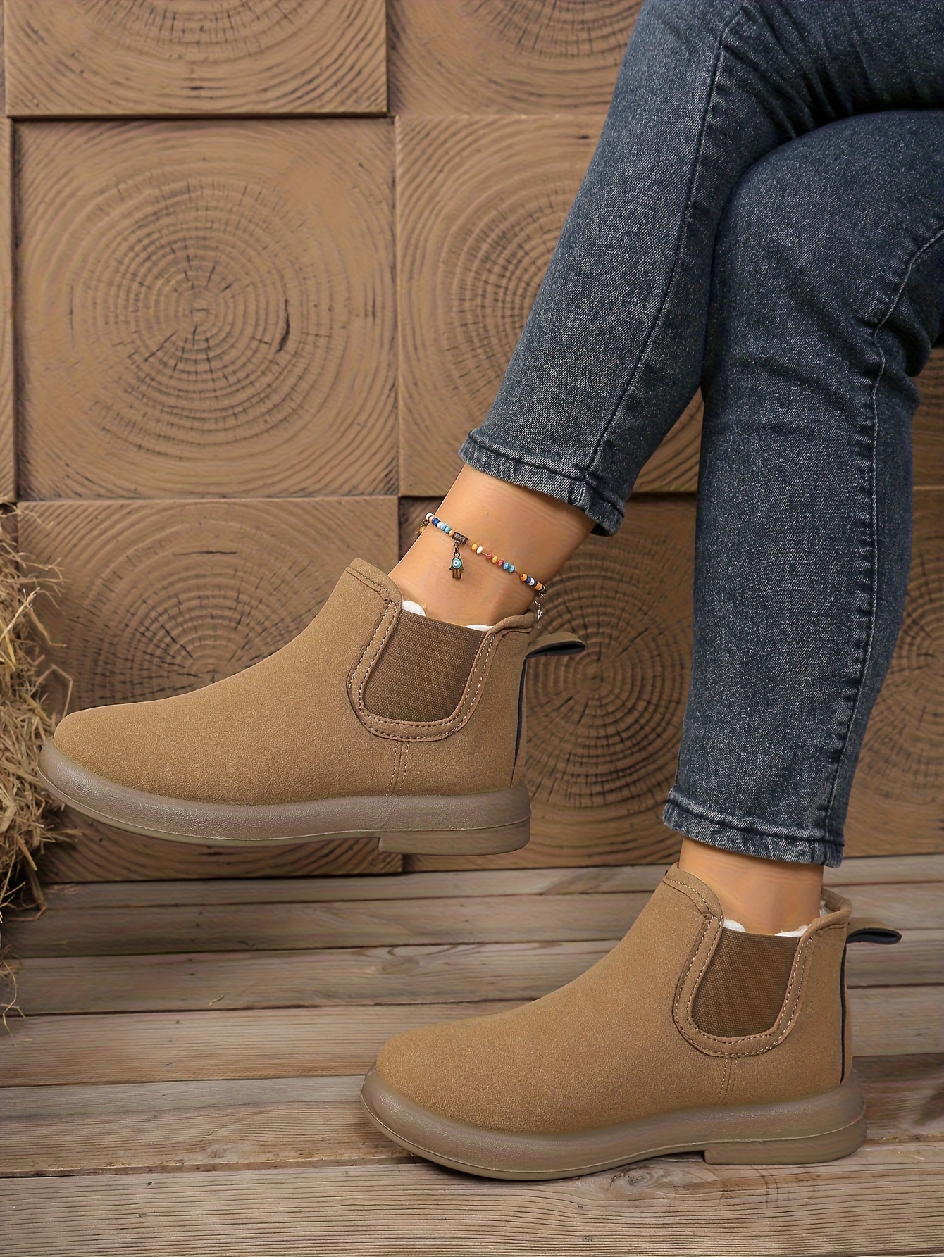 womens winter boots slip on flat heel ankle boots with cushioned insole non slip eva sole cozy fleece lined cold weather shoes for moms office Product details 10