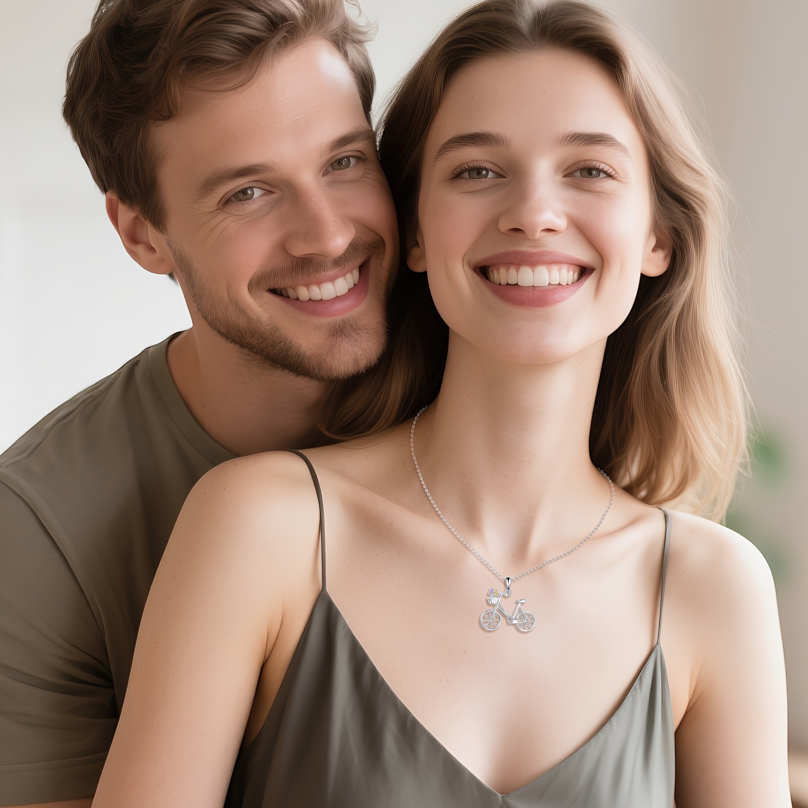 Women's 925 Sterling Silver Bicycle Pendant Necklace