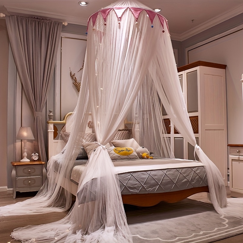 Image of Are Hanging Three-door Nets In The Bedroom, Princess Nets, Luxurious Bed Canopy Curtains, 2.8 Meters High, Floor-standing Nets, Home Decoration Yarn Curtains.