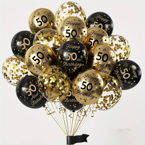 31pcs of black and arch kit with 50 year old printed balloons suitable for celebration decoration party decoration retirement 50th birthday party anniversary holiday supplies