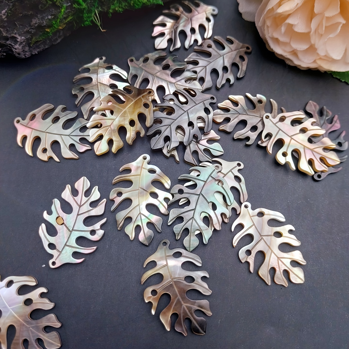 

4pcs Shell Hollow Turtle Leaf Pendants For Making - Hawaiian Style Accessories